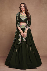 Ornate Looking Partywear Lehenga Choli in Black Colour